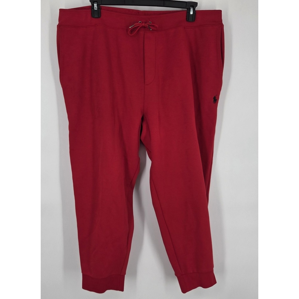 Polo Ralph Lauren Double Knit Jogger Sweatpants Mens 2XB Red Drawstring Logo